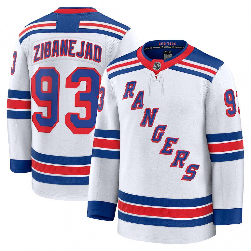 Men's New York Rangers Mika Zibanejad White Away Premium Jersey-Pro Kit Vault | Brand New 26/27 Sports Jerseys